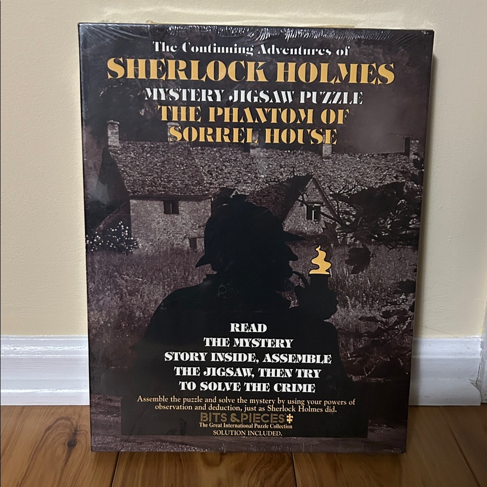Unopened Sherlock Holmes Mystery Jigsaw Puzzle w/ book and solution, complete.